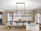 10 Lights Farmhouse Black Chandelier Rectangular Linear Pendant Lighting for Dining Room Kitchen 30643569