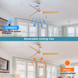 ZUN 52 Inch Ceiling Fan with 22W LED Light and Remote Control 5 ABS Blades for Living Room W934P230528