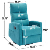 Manual Recliner Chair with Rocker and Swivel in Fabric for Living Room, Blue W3224P289294