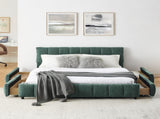 Queen Size Upholstered Bed ,comfortable upholstered bed frame, Chenille fabric, with headboard and W487P235285