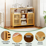 Bamboo Bathroom Cabinet with 2 Enclosed Spaces - 39"x13.5"x8" Open Shelf, 9" Inner Cabinet Shelf 12321296