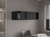 Wall Cabinet 13" H, 2 Sliding doors, 1 Shelf, Black B097P250893
