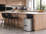Motion Sensor Kitchen Trash Can, 19 Gal 3-Compartment Stainless Steel Garbage Bin with Infrared Lid, 80636102
