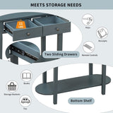 Elegant Retro Console Table with Curved Design and Smooth Glaze for Entryways, Living Rooms and 98080815