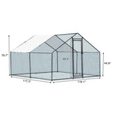10 x 10 ft Large Metal Chicken Coop, Walk-in Poultry Cage Chicken Hen Run House with Waterproof 90845819