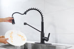 ZUN Matte Black Kitchen Faucet with Soap Dispenser Single Handle Kitchen Sink Faucet with Pull Down 48168484