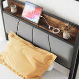 Twin Size Bed Frame, Storage Headboard with Charging Station, Solid and Stable, Noise Free, No Box 75440206