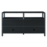 TREXM Bohemian Style Rattan Buffet Storage Cabinet with Solid Wood Frame, Sideboard with 3-position N715P290093B