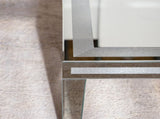 Silver Coffee Tables for Living Room with Dazzling Crushed Crystal Border, Clear Glass Rectangle W3081P326484