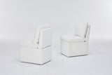 Linen Upholstered Armless Dining Chair with Casters and Storage space-set of 2,IVORY W2069P288875