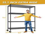 Heavy Duty Shelves 55.12" W Wire Shelving Unit with Wheels 2500LBS NSF Metal Shelves for 57263516