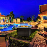 Outdoor Fire Pit 50,000 BTU Propane Gas Fire Table with Lid Fireplace with Glass Wind Guard Wicker W213P266078