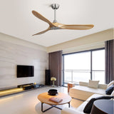 60 Inch Outdoor Ceiling Fan Without Light 3 Solid Wood Blade with DC Motor Remote Control W934P156670