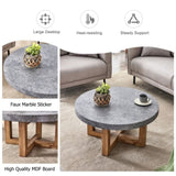 ZUN Modern Gray Texture MDF Round Coffee Table - 31.4" Diameter.A modern retro circular coffee table W1151P209822