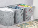 Weave Laundry Hamper with Lid, Plastic Dcor Pattern and 2 Carry Handles, Gray, 4 Count 58360341