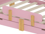 Twin Size Platform Bed with Storage Drawers, Solid Wood Beds Frame with Bed Guardrail, Small Shelf, W1580P373242