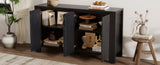 TREXM Retro 4-door Sideboard with Distressed Finish Adjustable Shelves for Dining Room, Kitchen, N715P204444B