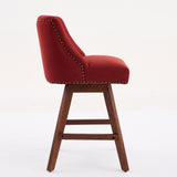 Counter Height Swivel Barstools, 26'' H Seat Height Upholstered Bar Stools Set of 2, Fabric in Wine W1143P237898