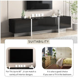ON-TREND White & Black Contemporary Rectangle Design TV Stand, Unique Style TV Console Table for TVs WF300852AAB