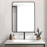 ZUN Black 24x32 INCH Metal Rectangle Barhroom mirror W2203135016