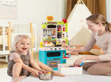 Blue Kids Corner Play Kitchen with Realistic Sounds, Lights & Steam, 95PCS Accessories Pretend 17632106
