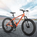 ZUN S26109 Elecony 26 Inch Fat Tire Bike Adult/Youth Full Shimano 21 Speed Mountain Bike, Dual Disc W709P156169