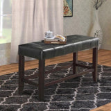 Counter Height 1pc Bench Dining Room Black Faux Leather Cushion Tufted Seat Wooden Base Comfort Seat B011130020