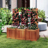 2-in-1 Wooden Raised Garden Bed with Trellis - Solid Wood , 16"x16"x48" Size 12098598