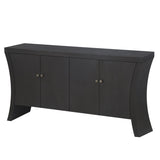 Refined Industrial 4-Door Credenza with Wooden Arc Legs & Bronze Clasps Advanced Storage Design, W1445P256466