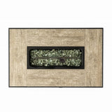 Beige Rattan Fire Pit Table with Tank Holder and Ceramic Tile Tabletop W853P202196