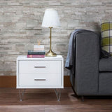 ZUN 2 Drawers Nightstand with Metal Legs, White B016P253805