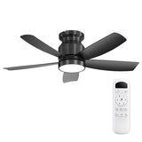 42 Inch Flush Mount Ceiling Fans with LED Light 22W and Remote Control 5 ABS Fan Blades for Bedroom W882P293991