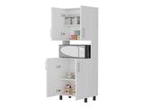 White Double Cabinet Kitchen Pantry with Open Storage B062P290273