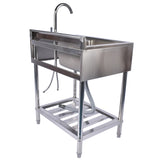 28.3in Stainless Steel, Left, Right Wash, Silver with Water Faucet Free Standing Laundry 61405108