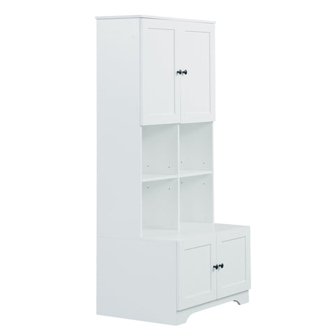 ZUN Tall and Wide Bathroom Floor Storage Cabinet, Bathroom Storage Unit, Freestanding Cabinet with 4 92771951