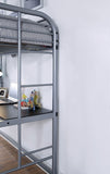 Contemporary Style Full Metal Construction Silver Finish Twin Loft Bed Attached Ladder Under Bed B2741P351289