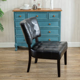 Faux Leather Tufted Accent Chair with Oversized Seating, Black T2574P164250