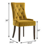 Yellow and Espresso Tufted Back Side Chairs B062P185679