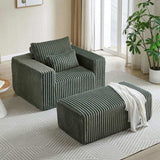 62.5-Inch Corduroy Sponge Sofa Lounge Chair with Removable footrest,No Assembly Required,Fluffy W834P206047