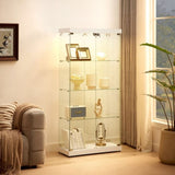 ZUN 4-Tier Glass Display Cabinet, Double Door Glass Cabinet, Four Partitions, Two Locks, Floor Standing 41812185