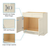 30"in. W x 21"in. D x 34.5"in. H in Antique White Plywood Ready to Assemble Floor Vanity Sink Base T3210P297522