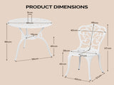 3 PCS Outdoor Bistro Set, All-Weather Cast Aluminum Butterfly Bistro Table and Chairs Set of 2, 53227481
