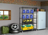 5-Tier NSF-Certified Steel Wire Shelving with Wheels Black 47544310
