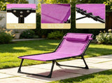 Purple Set of 2 Folding Chaise Lounge Chairs Sun Tanning Chairs for Beach Camping Outdoor 03963430