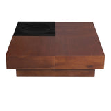 ITALIAN RETRO - INSPIRED ACACIA WOOD STORAGE COFFEE TABLE ,BROWN & BLACK COLOR N770P270584B