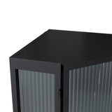 22.25'' Floor Coner Cabinet,Three Tiers with Tempered Glass Doors and Storage Shelves for Bathroom, W757P180792