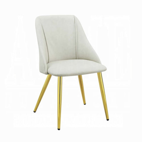 ZUN White and Gold Tight Back Side Chairs B062P182770