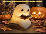 Cute Ghost Reading Book Lamp Halloween Gifts Light Up Ghost Statue Night Light Ghost Warm Lighted 69206267