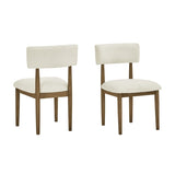 Darla Set of 2 Walnut Oak Dining Side Chairs with Beige Sherpa Fabric B061P353764