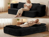 Convertible Sofa Bed with Blanket, Boneless Cloud Couch Queen Scott Fabric for Living Room Bedroom, 07805467